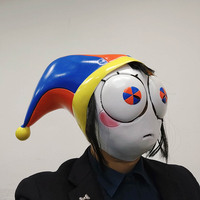 Costume de cosplay Pomni du cirque numérique incroyable de l'anime, masque en latex de dessin animé pour décorations, fête d'Halloween, masque de mascarade