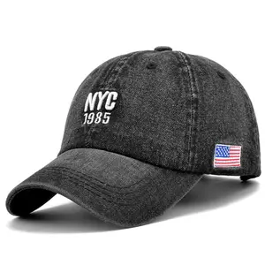 Modello tessuto Denim berretto da Baseball cappello da sole estivo più colori papà cappello stelle e strisce NYC lettera ricamo Casual cotone