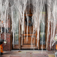 Toile d'araignée pour Halloween Tissu de gaze effrayant et effrayant Tissu effrayant Décoration de fête d'Halloween Maisons hantées Porte d'extérieur