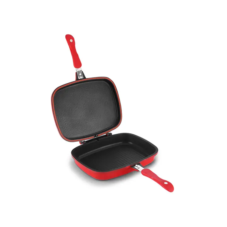 High Quality Cookware Nonstick Square Aluminum Alloy Non Stick Double Side Grill Fry Pan