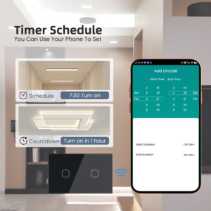 Interruttore da Parete Smart Tuya 1/2/3/4 GANG con Pannello Touch in Vetro, Wi-Fi+RF+BLE, Standard USA, Supporta il Controllo Remoto tramite App, 220V - Product Image 2