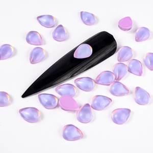 OLeeya Vente en gros Strass fantaisie en forme de goutte à dos plat, en verre K9 Opale Mocha, non thermocollants, pour Nail Art et artisanat DIY - Product Image 2