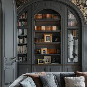 ヨーロッパ風の桜材モジュール式エコフレンドリー本棚、無垢材カスタムフルウォールリビングルーム大型伝統的WICCAMEN - Product Image 2