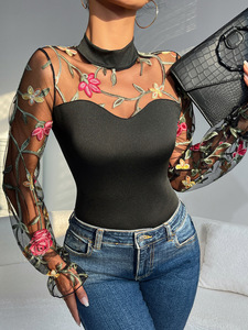 Nuevo Body de Encaje Transparente de Manga Larga para Mujer, <span class=keywords><strong>Elegante</strong></span> y Chic, Mono Casual de Otoño, <span class=keywords><strong>Ropa</strong></span> <span class=keywords><strong>Juvenil</strong></span> para Mujer, Ajustado, de Una Pieza - Product Image 1