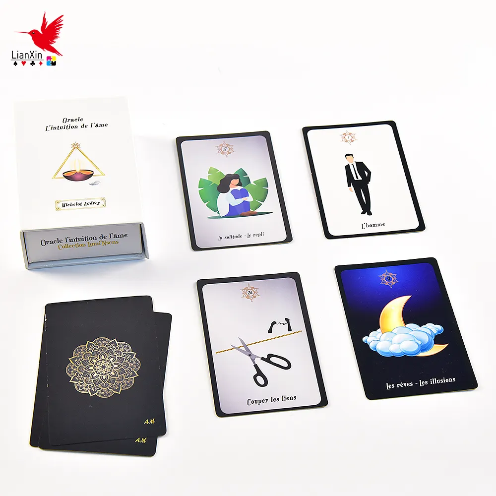 Custom Printing Plastic Tarot Deck Big Paper Playing Card with Guidebook for Family Party Online Order & Paper Box Packaging