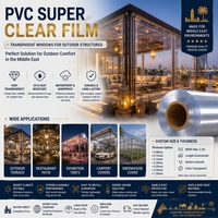 Rouleau de film PVC transparent souple et résistant, anti-déchirure, anti-humidité, pour tentes extérieures à structure transparente