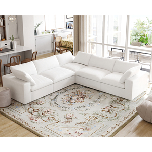 ATUNUS Divano Componibile <span class=keywords><strong>Moderno</strong></span> a Forma di U o L, in Tessuto <span class=keywords><strong>Bianco</strong></span> Beige con Piume, Set da 3, 4, 7 Posti per <span class=keywords><strong>Soggiorno</strong></span> - Product Image 2