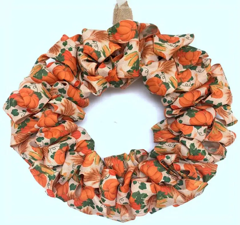 Plastic Handcraft Pumpkin Ribbon Wreath Harvest Wreath On Grapevine Craft Supplies Wreaths With Low Price