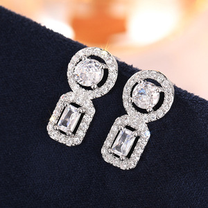 Eleganti Orecchini Pendenti Geometrici da Sposa per Donne, Gioielli Chic Minimalisti con Zirconi, Regalo di Moda - Product Image 5