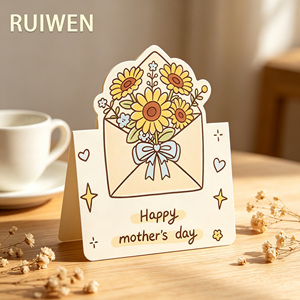 Tarjetas <span class=keywords><strong>de</strong></span> Felicitación RUIWEN para el Día <span class=keywords><strong>de</strong></span> la Madre, con Diseño Floral Pintado a Mano en Papel Artístico, Mensaje <span class=keywords><strong>de</strong></span> Bendición y Diseño <span class=keywords><strong>de</strong></span> Plegado Irregular - Product Image 4
