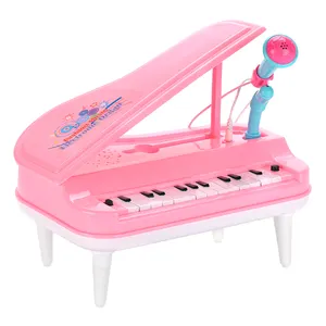 Mainan beay plastik Mini, alat musik keyboard piano mainan pendidikan piano dengan mikrofon untuk anak-anak