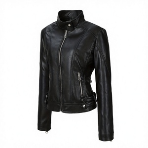 Chaqueta de Cuero Genuino de Oveja para Mujer, Modelo 2026, Otoño-Invierno, Negra, Corta, Versátil, con Capucha, Elegante - Product Image 3