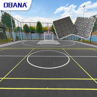 Dalles de terrain de basketball et de futsal OBANA à installer soi-même - Revêtement de sol sportif en PVC/TPE portable, emboîtable et imperméable pour usage intérieur/extérieur