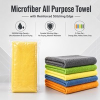 Serviette en microfibre 40*40cm 350gsm, 80% polyester 20% polyamide, chiffon de nettoyage, chiffon de polissage pour voiture, serviettes de cuisine