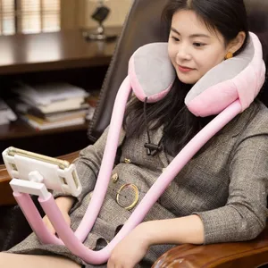 Travesseiro em forma de u flexível para pendurar, suporte para cama para celular, pescoço, gola de cisne, suporte para telefone