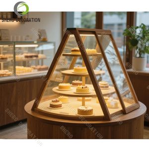 Vitrine à pain en bois durable et personnalisée, comptoir de présentation de gâteaux et de desserts en verre, mobilier de boulangerie pour la conception de boulangeries. - Product Image 5