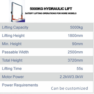 Sollevatore Idraulico a Due Colonne per Auto, Capacità 5T, Altezza di Sollevamento 1800mm per Facile Apertura Porte - Product Image 4