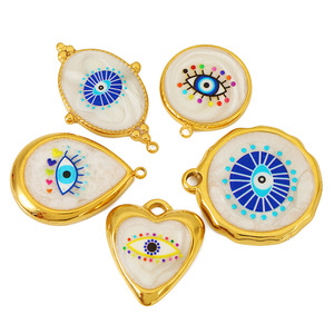Colgante de acero inoxidable con esmalte de ojo turco, formas mixtas, chapado en oro, para hacer collares, accesorio de joyería DIY - Product Image 5