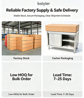 Table de préparation en acier inoxydable 304 avec armoire intégrée et portes coulissantes pour cuisine commerciale, poste de travail de préparation alimentaire