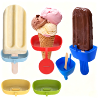 Ensemble de supports pour sucettes glacées pour tout-petits avec étui de rangement, bac anti-goutte profond et paille, moules à crème glacée réutilisables en silicone pour enfants (6 couleurs)