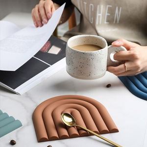 Durable Eco-Friendly Modern <b>Silicone</b> Hot Pads Heat Resistant Trivet <b>Mat</b> Kitchen Non-Slip Rainbow Table Placemat Countertop - Product Image 4