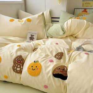 Housse de couette en coton 150x200x230 cm, broderie appliquée, usage domestique, lavable, taille simple - Product Image 4