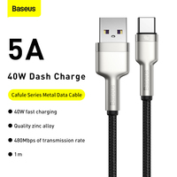 Kabel Data Metal Kafule Seri 1m 5V/5A USB ke Type-C 40W 2m Kabel Pengisian Cepat