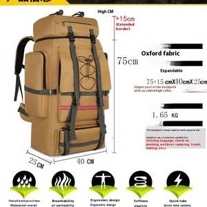 Sac à dos en polyester camouflage de grande capacité 130L pour hommes, tendance, pour les voyages en plein air, la randonnée, le stockage, le camping, les bagages - Product Image 3