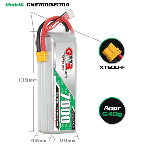 GNB for 7000mah 4S 14.8V 70C 140C XT60 LiPo <b>Battery</b> 300-Cycle RC Car Boat Truggy Truck Airplane Helicopter MultiCopter - Product Image 3