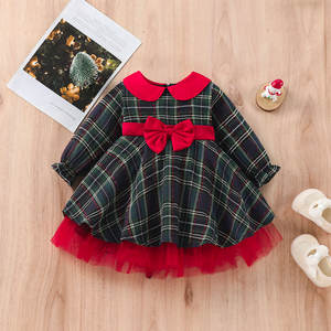 Robe Rouge de Noël pour Bébés et Enfants Filles 1-7 Ans, Robes de Fête en Tulle Plissé à Carreaux avec Nœud, Costumes de Nouvel An 2023 - Product Image 3