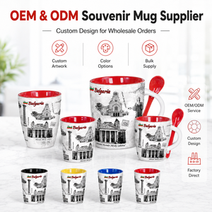 Juego de Tazas de Cerámica de Recuerdo de Bulgaria, Diseño Vintage con Patrón de la Ciudad de Sofía, Taza de Café de Porcelana, Diseño Personalizado, OEM, ODM, Venta al Por Mayor - Product Image 4