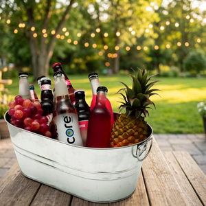 Seau à glace rectangulaire en métal galvanisé personnalisable, capacité de 3 gallons, avec poignées de transport pour fêtes et événements - Product Image 2