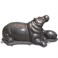 Vente en gros de sculptures de hippopotames en cuivre massif anti-corrosion pour villas côtières et jardins