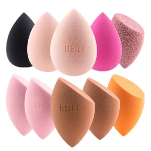 BEILI Wholesale Micro Fiber Beauty black Sponge Blender Flocked Velvet Microfiber Makeup Sponge egg round shape makeup sponge