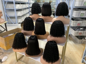 Perruque Bob Avec Fermeture 4x4, Densité 180%, Couleur Naturelle, Pré-Épilée Avec Baby Hair, Raide Bouclée, 100% <span class=keywords><strong>Cheveux</strong></span> Humains Brésiliens Vierges - Product Image 2