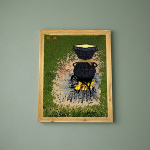 Art mural rectangulaire léger en laine fait main marocaine, portrait de femme berbère, thème amour, décoration intérieure - Product Image 2