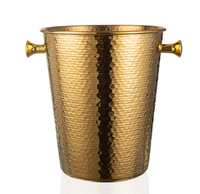 Seau à glace de luxe en acier inoxydable martelé or et argent pour vin, champagne, whisky, fêtes et refroidisseurs de bière
