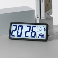 Reloj de Pared Digital Nórdico con Pantalla Grande, Temperatura, Humedad, LCD Luminoso, Fecha de 24 Horas, Termómetro Decorativo de Plástico