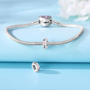 Hot-selling white copper pink flower isolation <b>beads</b>, original fashion versatile DIY <b>bracelet</b> accessories wholesale for women - Product Image 2