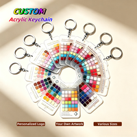 Porte-clés en acrylique personnalisé de haute qualité, étanche, en plastique brillant transparent, avec étiquette imprimée UV, palette de couleurs saisonnières