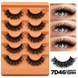 Faux Cils Oeil de Chat 3D Naturels Courbe D Doux Moelleux Croisés 5 Paires Cils <span class=keywords><strong>Manga</strong></span> Effilés Extension de Cils Naturels Maquillage - Product Image 6