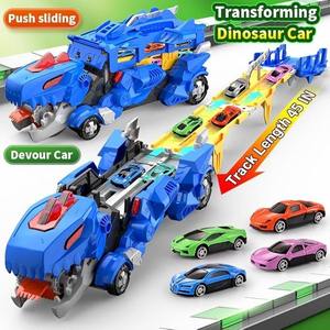 Camion de stockage de dinosaures 2 en 1 Jouet moulé sous pression pour avaler une voiture en métal transformée en <span class=keywords><strong>T</strong></span>-<span class=keywords><strong>Rex</strong></span> avec 2 voitures en alliage - Product Image 3