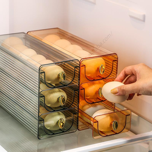 Organizador de Refrigerador con Ruedas, Apilable de 3 Niveles, Contenedor Dispensador para Refrigerador, Venta al Por Mayor - Product Image 1