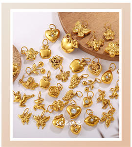 Boutique Golden Grove | Encantos naturales de acero inoxidable chapado en oro PVD de 18 quilates | Colgantes de mariposa de fruta de Sol de ciervo para la fabricación de joyas - Product Image 6