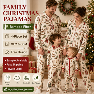 Pigiami coordinati per la famiglia in viscosa di bambù, set pigiama personalizzato per le feste, boutique invernale - Product Image 1