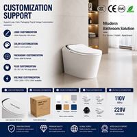 WC intelligent automatique de luxe carré en céramique monobloc avec télécommande, siège chauffant, chasse d'eau haute technologie, sans bride, siphon en S