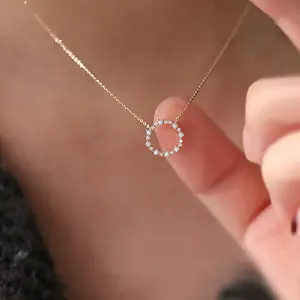 Gioielleria raffinata collana con diamanti CZ elegante collana con ciondoli in argento Sterling 925 in oro 14k da donna