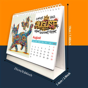 Carta del calendario con pittura a diamante animale 2026-12 pagine con disegni di gufo, <span class=keywords><strong>pavone</strong></span>, farfalla, lupo e cavallo - Product Image 3