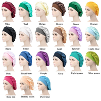 Nouveau style – Bonnet large et uni pour femme, extensible, protège-cheveux, en satin imprimé numériquement, 48-50 cm, toutes saisons