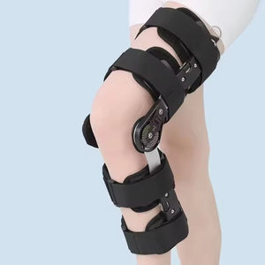 Attelle orthopédique articulée réglable pour jambe et genou, avec charnière métallique pour la rééducation de la mobilité articulaire - Product Image 4
